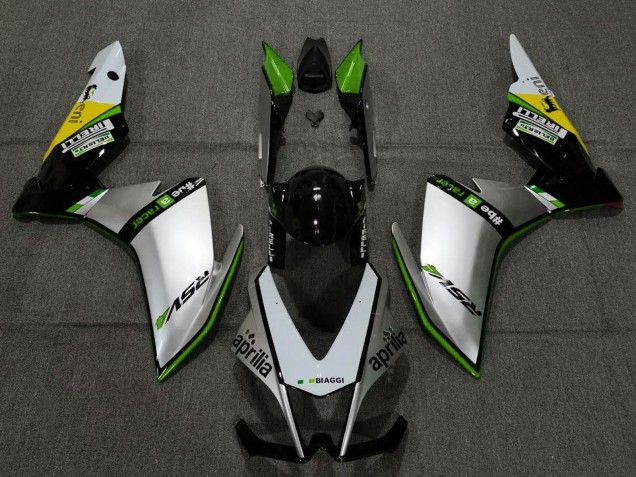 Carenagens Moto Aprilia RSV4 1000 2009-2015 - Prata Preto Verde Amarelo