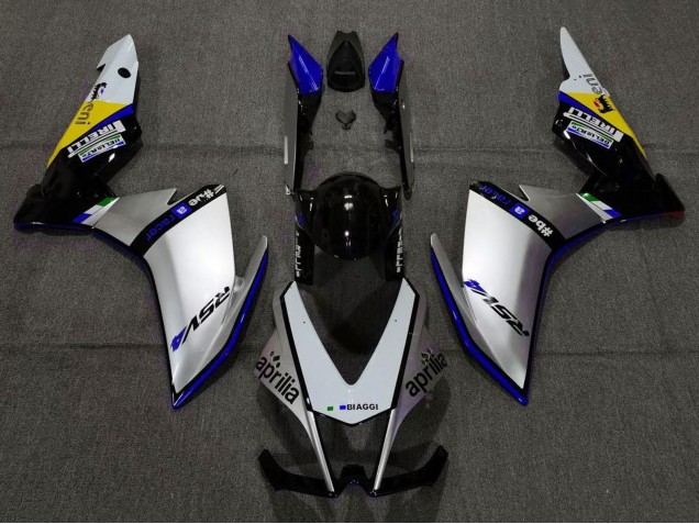 Carenagens Moto Aprilia RSV4 1000 2009-2015 - Prata Preto Azul Amarelo