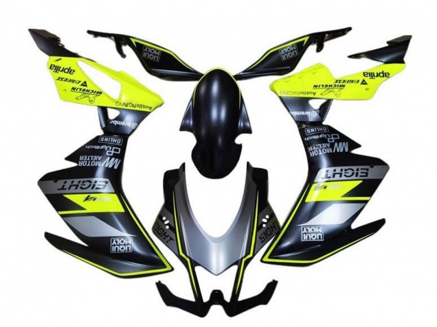 Carenagens Moto Aprilia RSV4 1000 2009-2015 - Preto Fosco Cinzento Verde