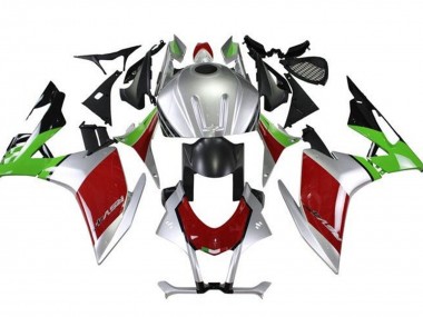Carenagens Moto Aprilia RSV4 1000 2009-2015 - Prata Preto Vermelho Verde