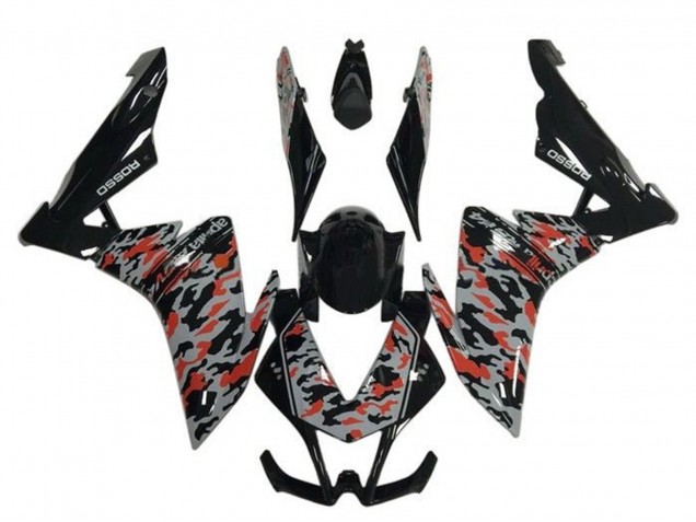 Carenagens Moto Aprilia RSV4 1000 2009-2015 - Preto Cinzento Vermelho Camouflage