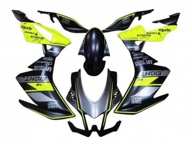 Carenagens Moto Aprilia RSV4 1000 2016-2020 - Preto Fosco Cinzento Amarelo