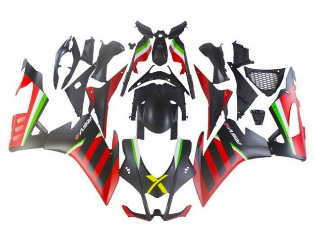 Carenagens Moto Aprilia RSV4 1000 2016-2020 - Preto Fosco Vermelho Verde Listra