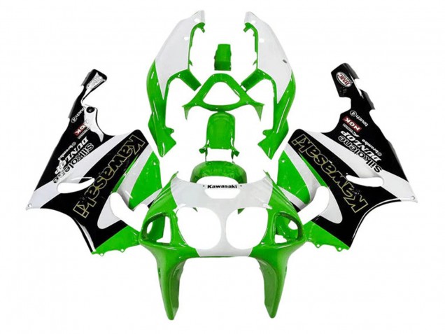 Carenagens Moto Kawasaki ZX7R 1996-2003 - Branco Verde Preto Ouro Silkolene Dunlop