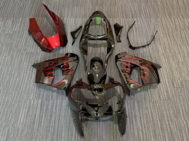 Carenagens Moto Kawasaki ZX9R 2002-2003 - Preto Brilhante Vermelho Chama