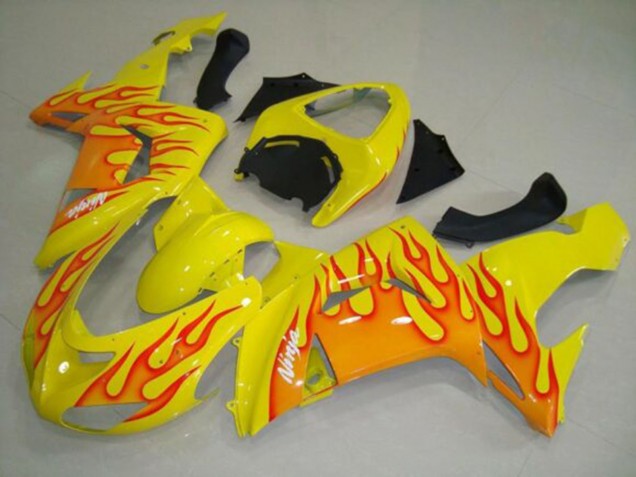 Carenagens Moto Kawasaki ZX10R 2006-2007 - Amarelo Laranja Chama
