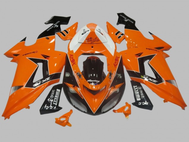 Carenagem Moto Kawasaki ZX10R 2006-2007 - Laranja Branco Preto Corrida Elf