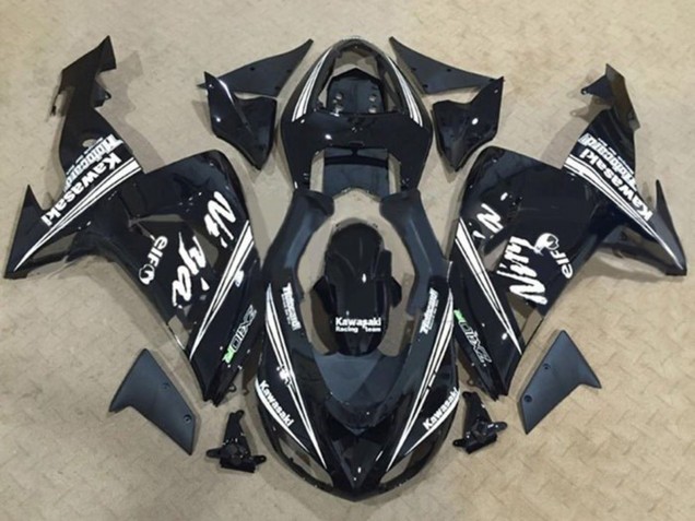 Carenagens Moto Kawasaki ZX10R 2006-2007 - Preto Brilhante Branco Listra Elf