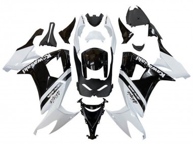Carenagens Moto Kawasaki ZX10R 2008-2010 - Branco Preto Brilhante Listra