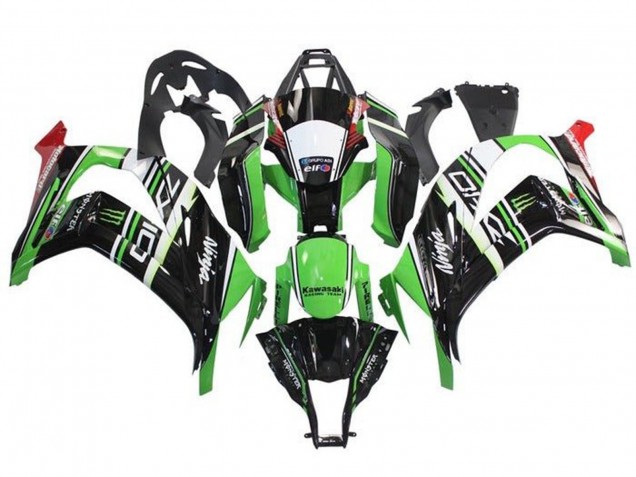 Carenagens Moto Kawasaki ZX10R 2011-2015 - Verde Preto Branco Vermelho Listra Monstro