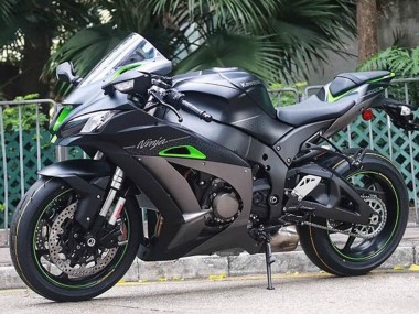 Carenagens Moto Kawasaki ZX10R 2016-2020 - Preto Fosco Verde Prata