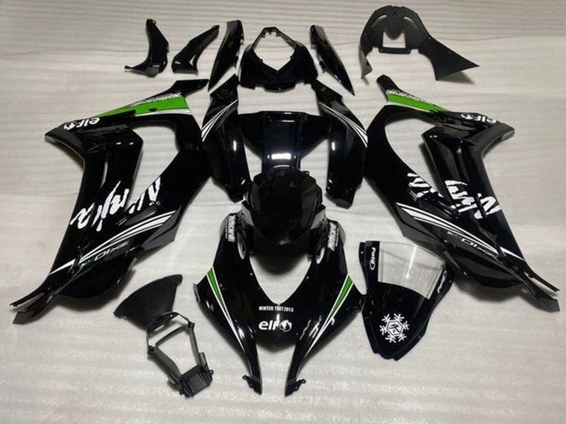 Carenagens Moto Kawasaki ZX10R 2016-2020 - Preto Brilhante Branco Verde Listra Neve