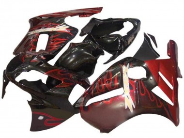 Carenagens Moto Kawasaki ZX12R 2000-2001 - Preto Brilhante Vermelho Chama