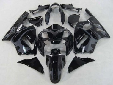 Carenagens Moto Kawasaki ZX12R 2002-2006 - Preto Brilhante Cinzento Tribal