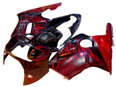 Carenagens Moto Kawasaki ZX12R 2002-2006 - Preto Brilhante Vermelho Chama