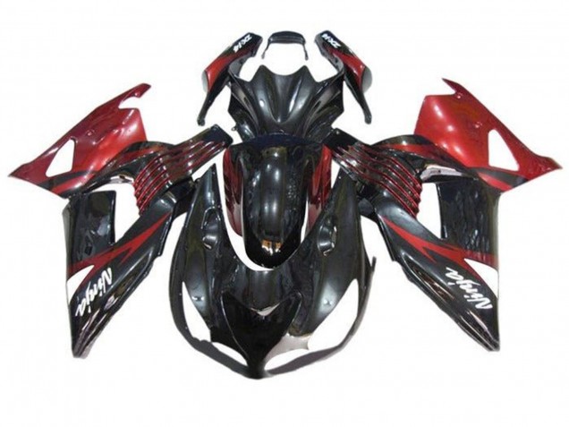 Carenagens Moto Kawasaki ZX14R ZZR1400 2006-2011 - Vermelho Preto Brilhante Branco Decal