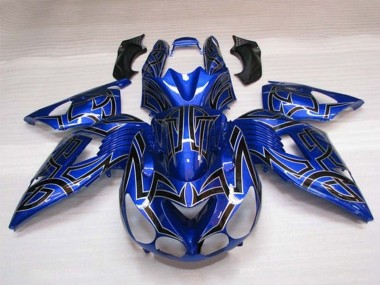Carenagens Moto Kawasaki ZX14R ZZR1400 2006-2011 - Azul Preto Prata Tribal