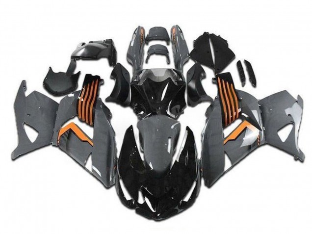 Carenagens Moto Kawasaki ZX14R ZZR1400 2006-2011 - Cinzento Laranja Preto