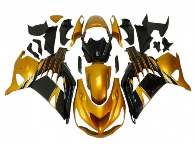 Carenagens Moto Kawasaki ZX14R ZZR1400 2012-2024 - Ouro Preto Brilhante