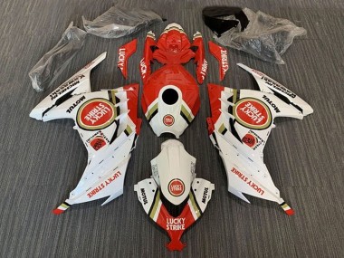 Carenagens Moto Kawasaki EX300 2013-2024 - Branco Vermelho Lucky Strike