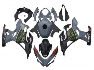 Carenagens Moto Kawasaki Ninja 400 2018-2024 - Cinzento Preto Vermelho Honeycomb