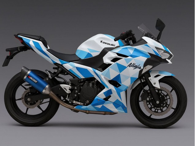 Carenagens Moto Kawasaki Ninja 500 EX500R 2024-2025 - Branco Azul Geometric
