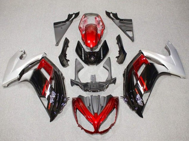 Carenagens Moto Kawasaki Ninja 650 EX650 2012-2016 - Prata Vermelho Preto Brilhante