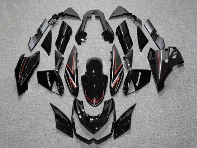 Carenagens Moto Kawasaki Z1000 2010-2013 - Preto Brilhante Vermelho Listra