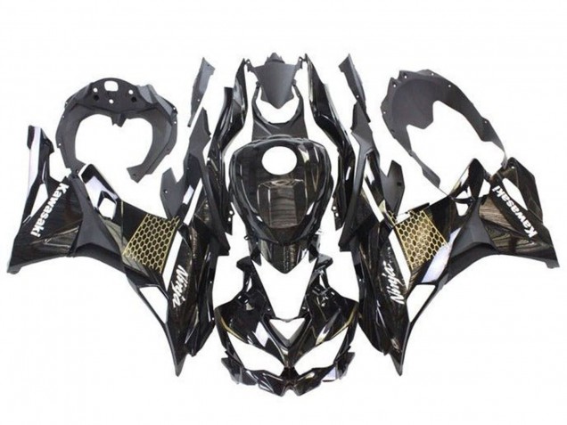Carenagens Moto Kawasaki ZX25R ZX-25R 2019-2025 - Preto Brilhante Ouro Branco Honeycomb