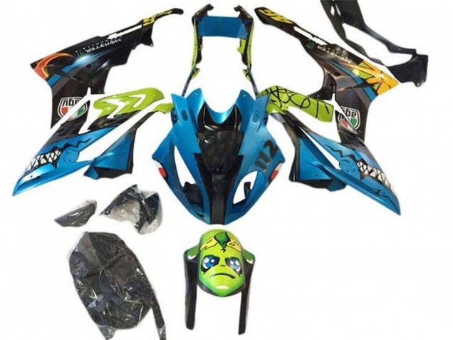 Carenagens Moto BMW S1000RR 2015-2016 - Amarelo Azul Preto Tubarão