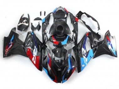 Carenagens Moto BMW S1000RR 2017-2018 - Azul Vermelho Falso Fibra de Carbono