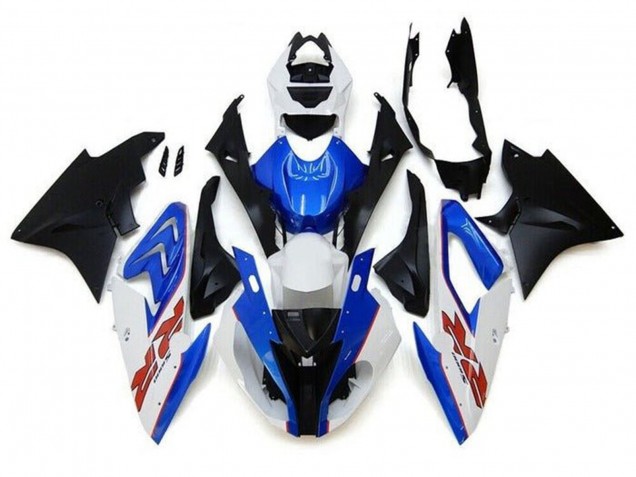 Carenagens Moto BMW S1000RR 2017-2018 - Branco Azul Preto Fosco Risca de giz RR