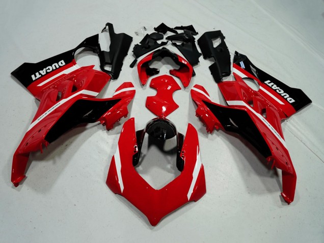 Carenagens Moto Ducati Panigale V4 V4S 2020-2021 - Vermelho Branco Preto Brilhante Listra