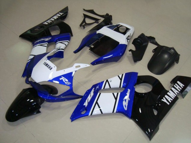 Carenagens Moto Yamaha YZF R6 1998-2002 - Branco Azul Preto Brilhante Champions