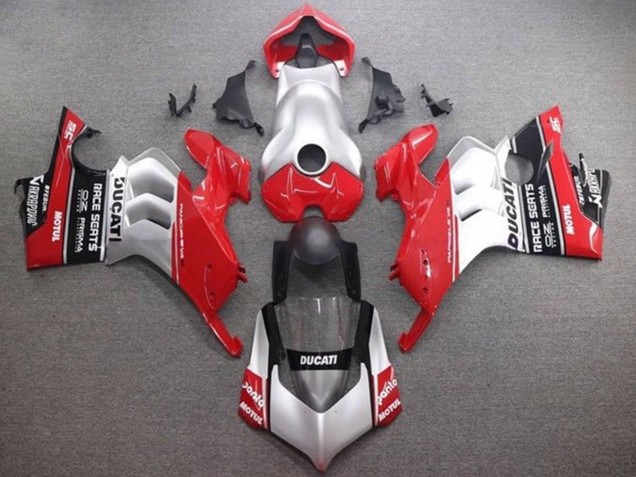 Carenagens Moto Ducati Panigale V4 V4S 2020-2021 - Prata Vermelho Preto Brilhante