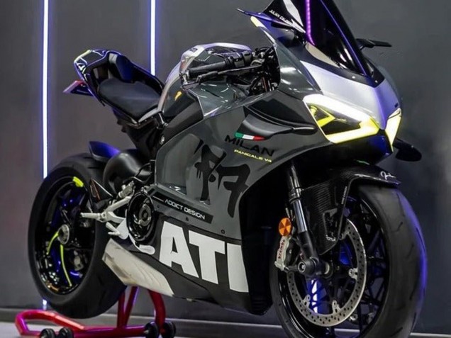 Carenagens Moto Ducati Panigale V4 V4S 2020-2021 - Cinzento Branco Amarelo Preto