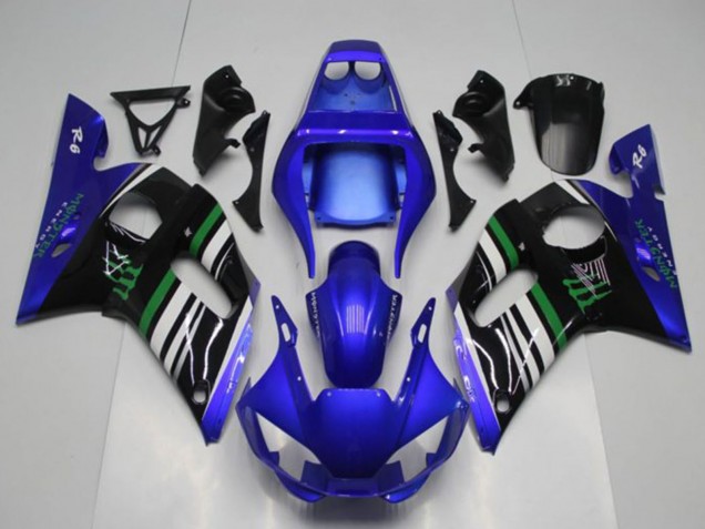 Carenagens Moto Yamaha YZF R6 1998-2002 - Azul Branco Verde Preto Monstro