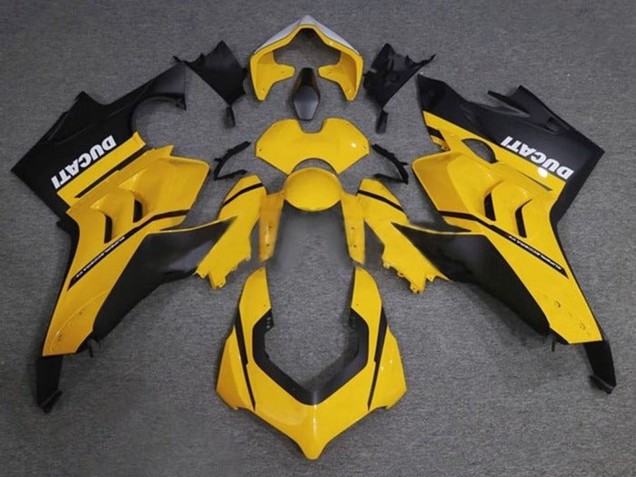 Carenagens Moto Ducati Panigale V4 V4S 2020-2021 - Amarelo Branco Preto Fosco