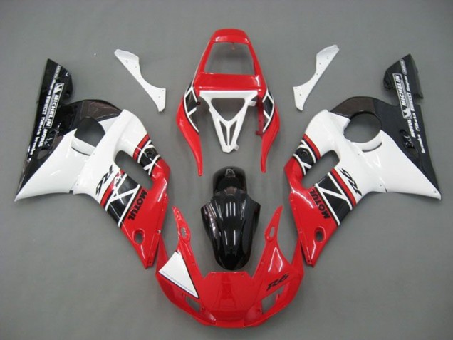 Carenagens Moto Yamaha YZF R6 1998-2002 - Branco Vermelho Preto Brilhante