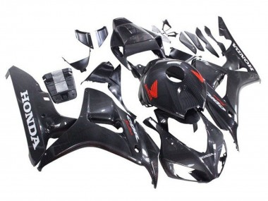 Carenagens Moto Honda CBR1000RR 2006-2007 - Falso Fibra de Carbono Vermelho Branco