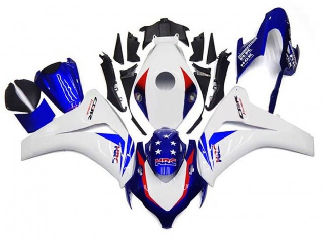 Carenagens Moto Honda CBR1000RR 2008-2011 - Branco Vermelho Azul Star HRC