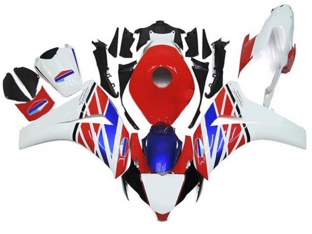 Carenagens Moto Honda CBR1000RR 2008-2011 - Branco Vermelho Azul Preto Listra