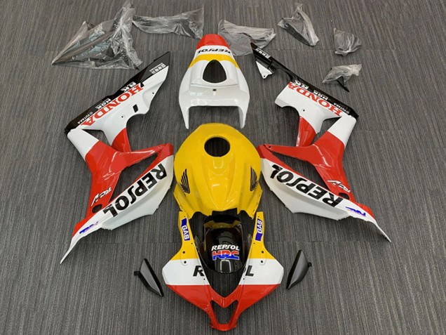 Carenagens Moto Honda CBR600RR 2007-2008 - Amarelo Branco Vermelho Preto Brilhante Repsol HRC