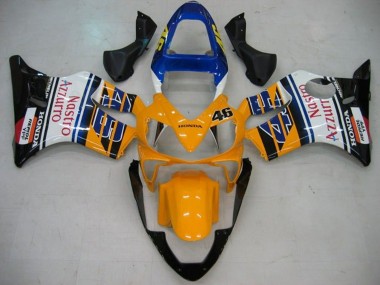Carenagens Moto Honda CBR600 F4i 2001-2003 - Amarelo Branco Azul Preto Brilhante Nastro Azzurro