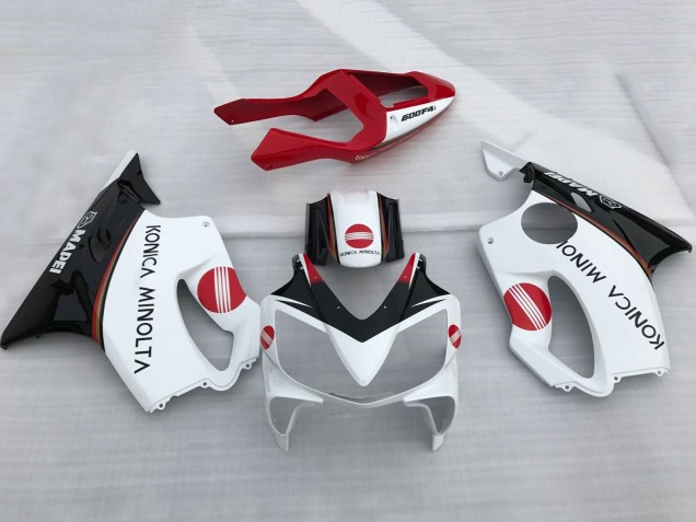 Carenagens Moto Honda CBR600 F4i 2001-2003 - Branco Vermelho Preto Brilhante Konica Minolta