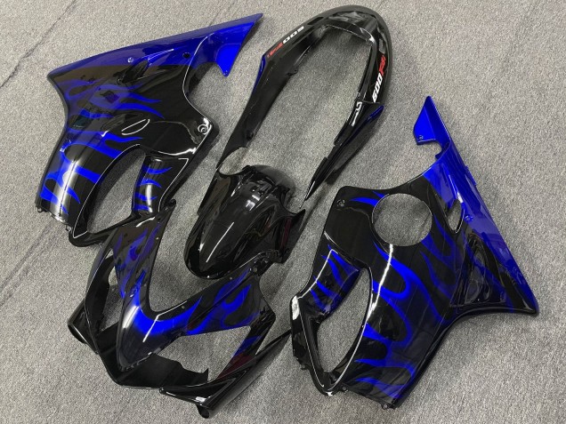 Carenagens Moto Honda CBR600 F4i 2004-2007 - Preto Brilhante Azul Chama