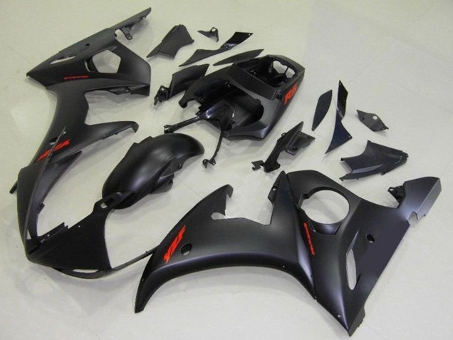Carenagens Moto Yamaha YZF R6 2003-2004 - Preto Fosco Vermelho Decalques