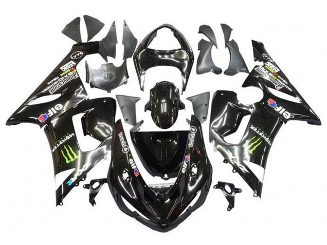 Carenagens Moto Kawasaki ZX6R 2005-2006 - Preto Brilhante Amarelo Monstro