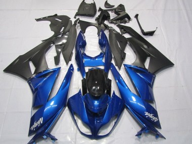 Carenagens Moto Kawasaki ZX6R 2007-2008 - Azul Preto Fosco Branco