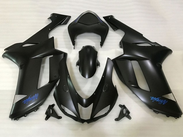 Carenagens Moto Kawasaki ZX6R 2007-2008 - Preto Fosco Azul Ninja